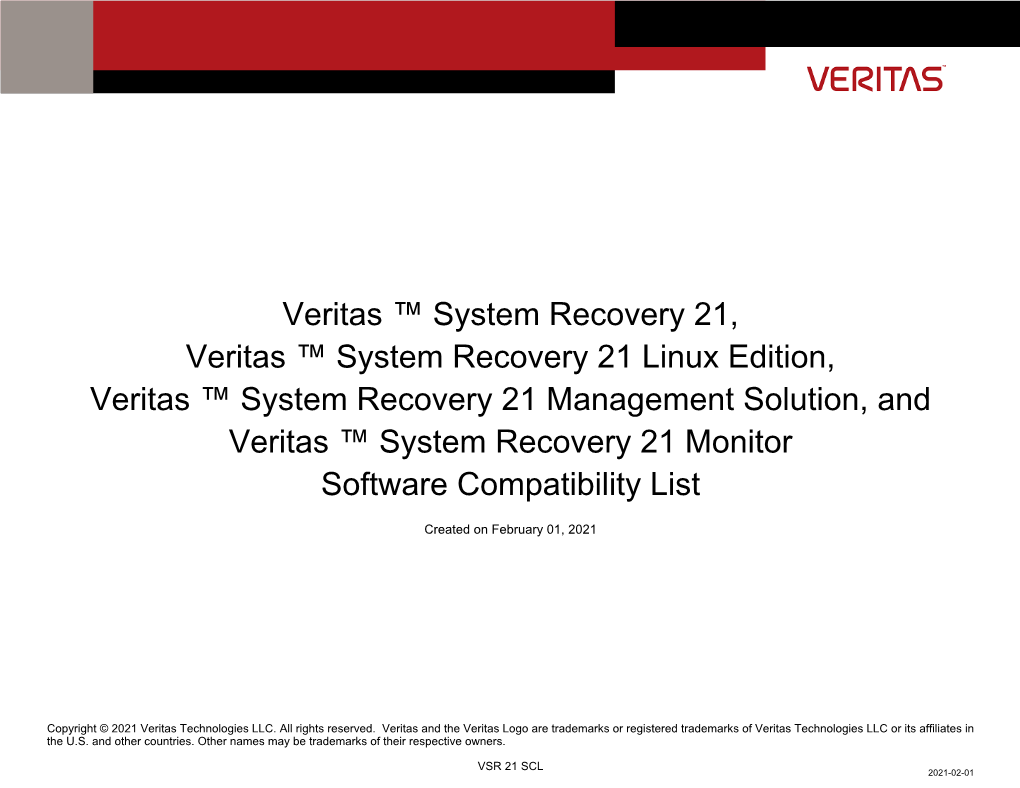 Veritas ™ System Recovery 21