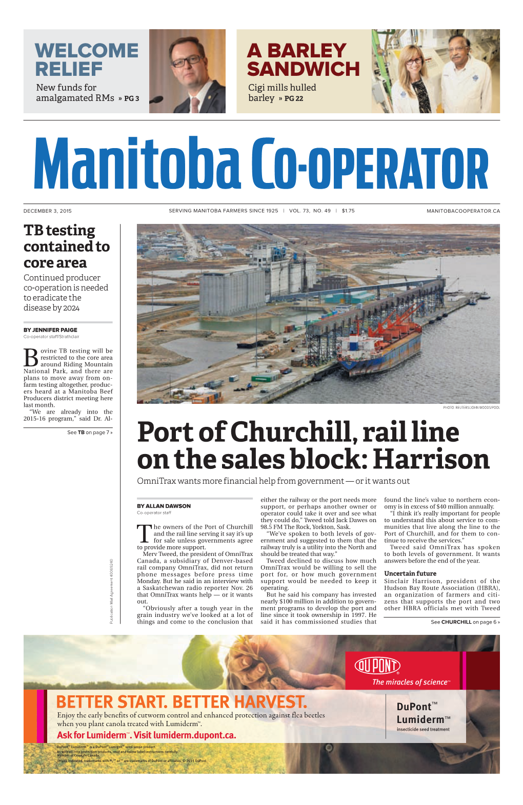 Port of Churchill, Rail Line on the Sales Block