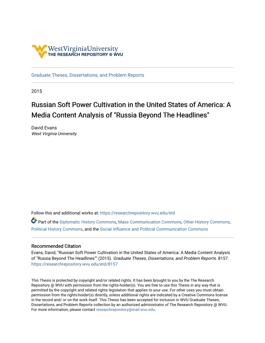 Russian Soft Power Cultivation in the United States of America: a Media Content Analysis of 