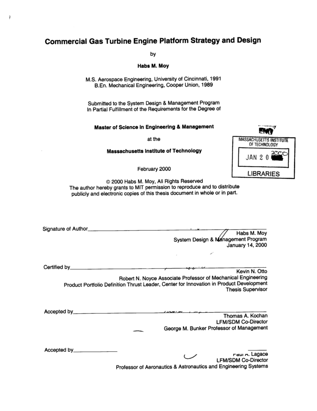 Commercial Gas Turbine Engine Platform Strategy and Design By