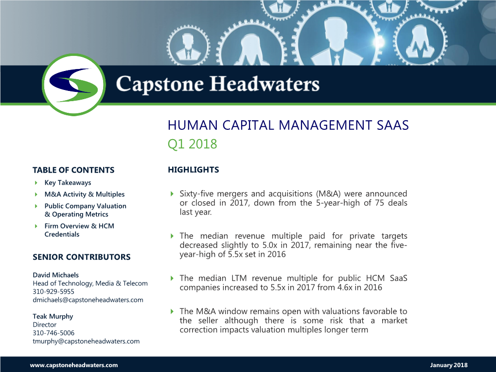 Human Capital Management Saas Q1 2018