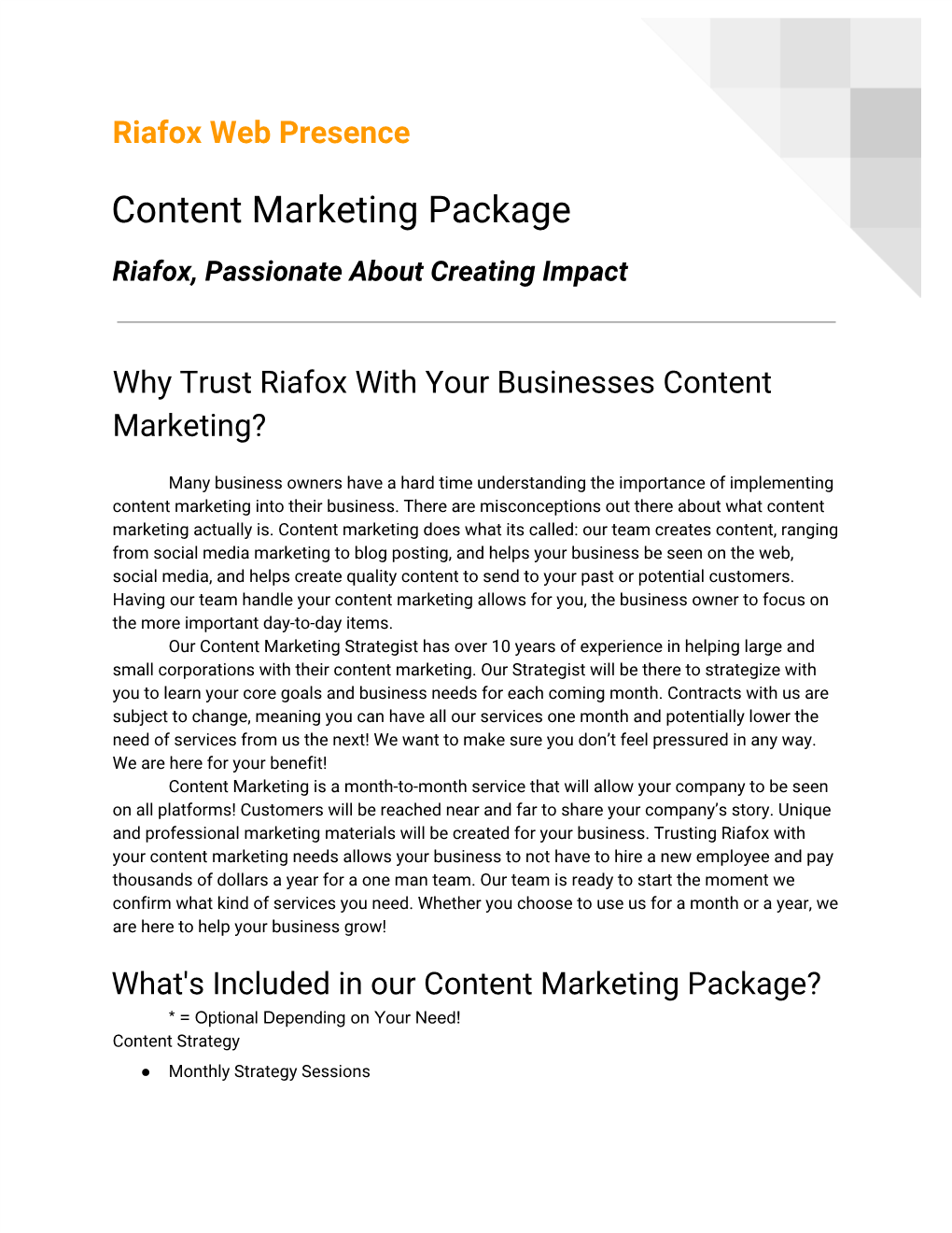 Content Marketing Package