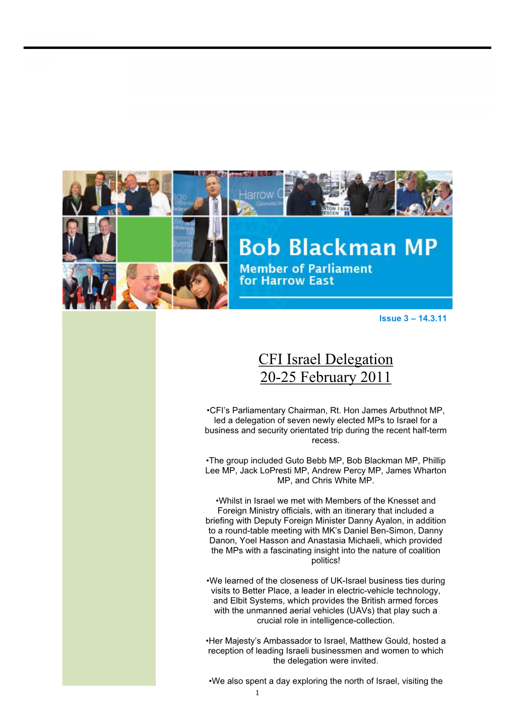 Bob Blackman's Report