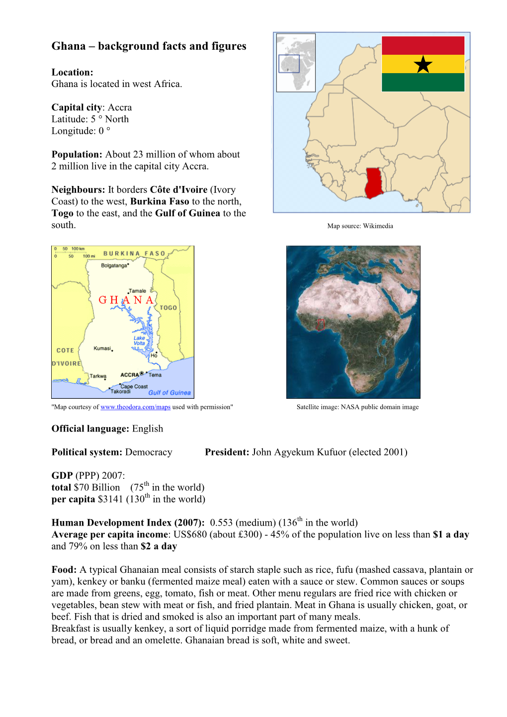 Africa Lesson 5 Ghana Factsheet