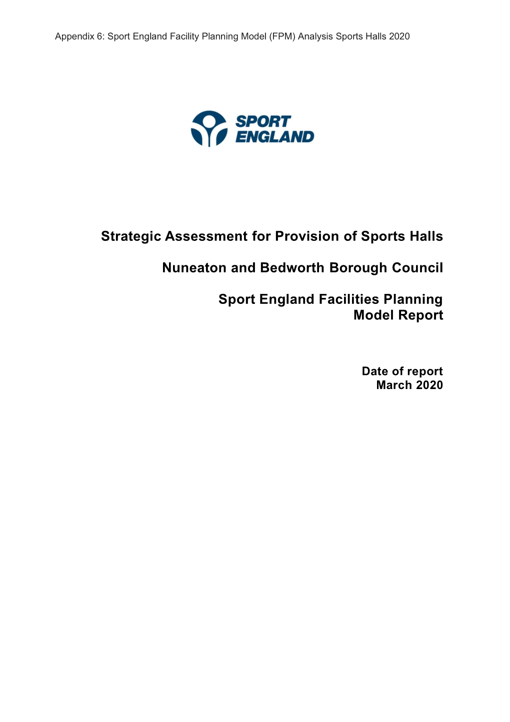 Strategic Assessment for Provision of Sports Halls