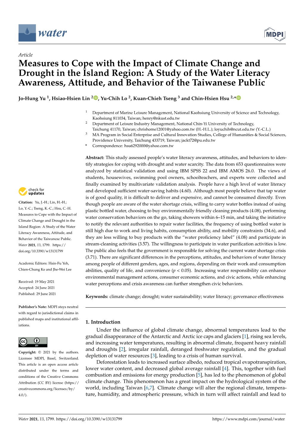 Measures to Cope with the Impact of Climate Change And