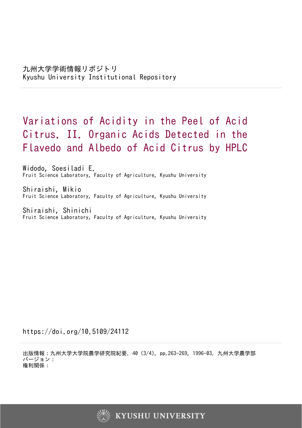 Variations of Acidity in the Peel of Acid Citrus. II. Organic Acids Detected in the Flavedo and Albedo of Acid Citrus by HPLC