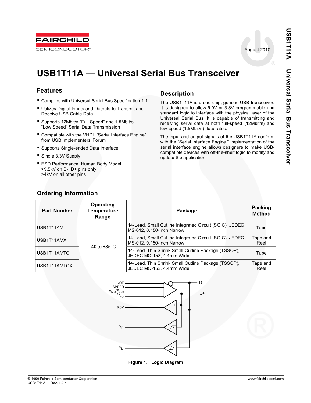 USB1T11A — Universal Serial Bus Transceiver