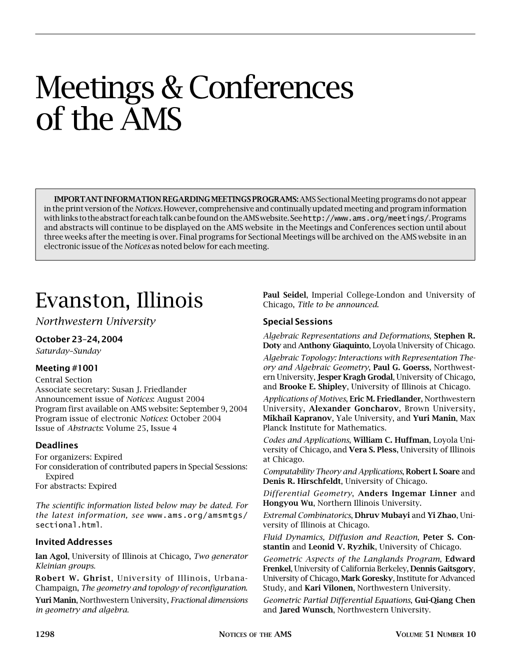 Meetings and Conferences of The