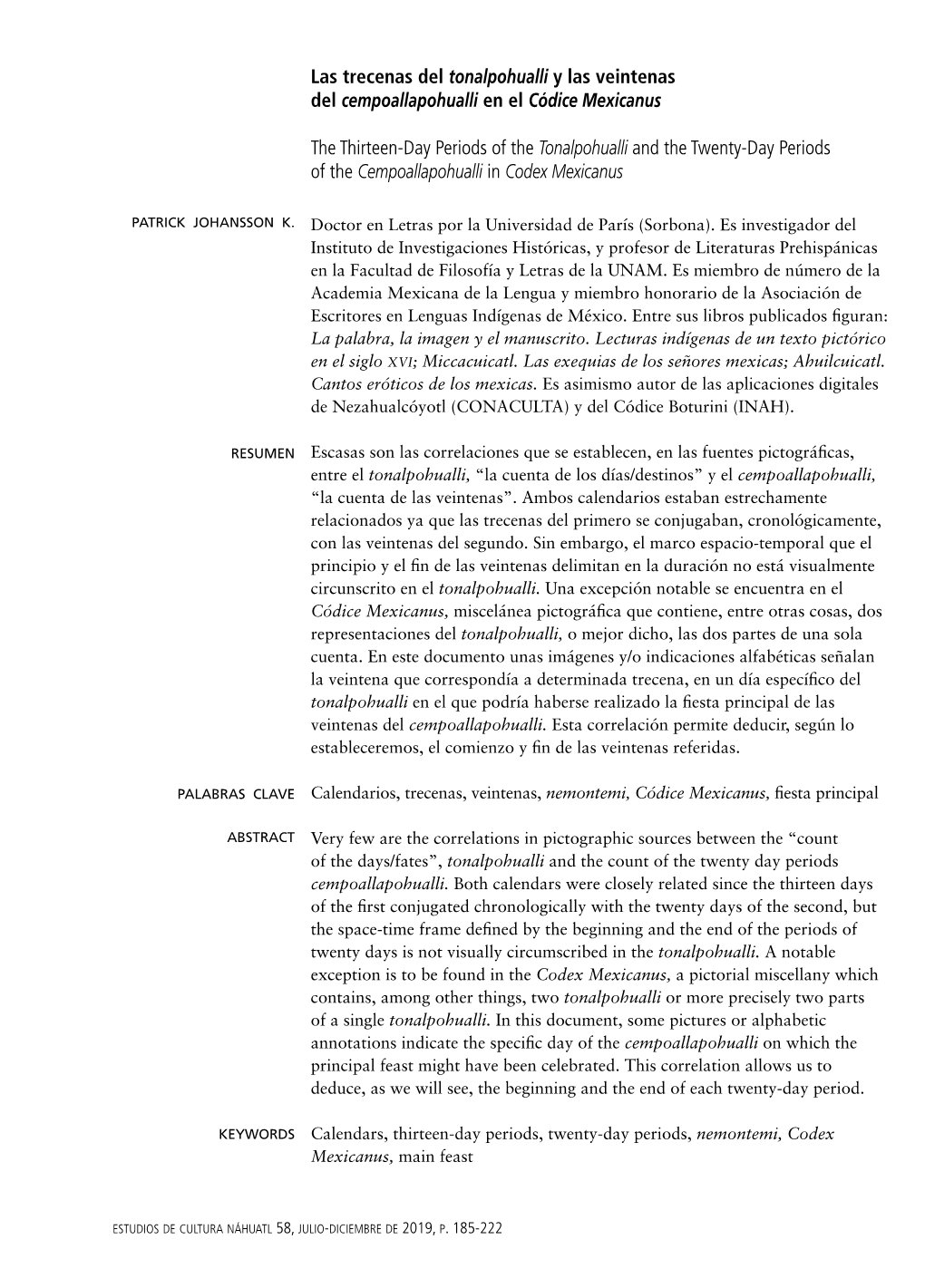 Las Trecenas Del Tonalpohualli Y Las Veintenas Del Cempoallapohualli En El Códice Mexicanus