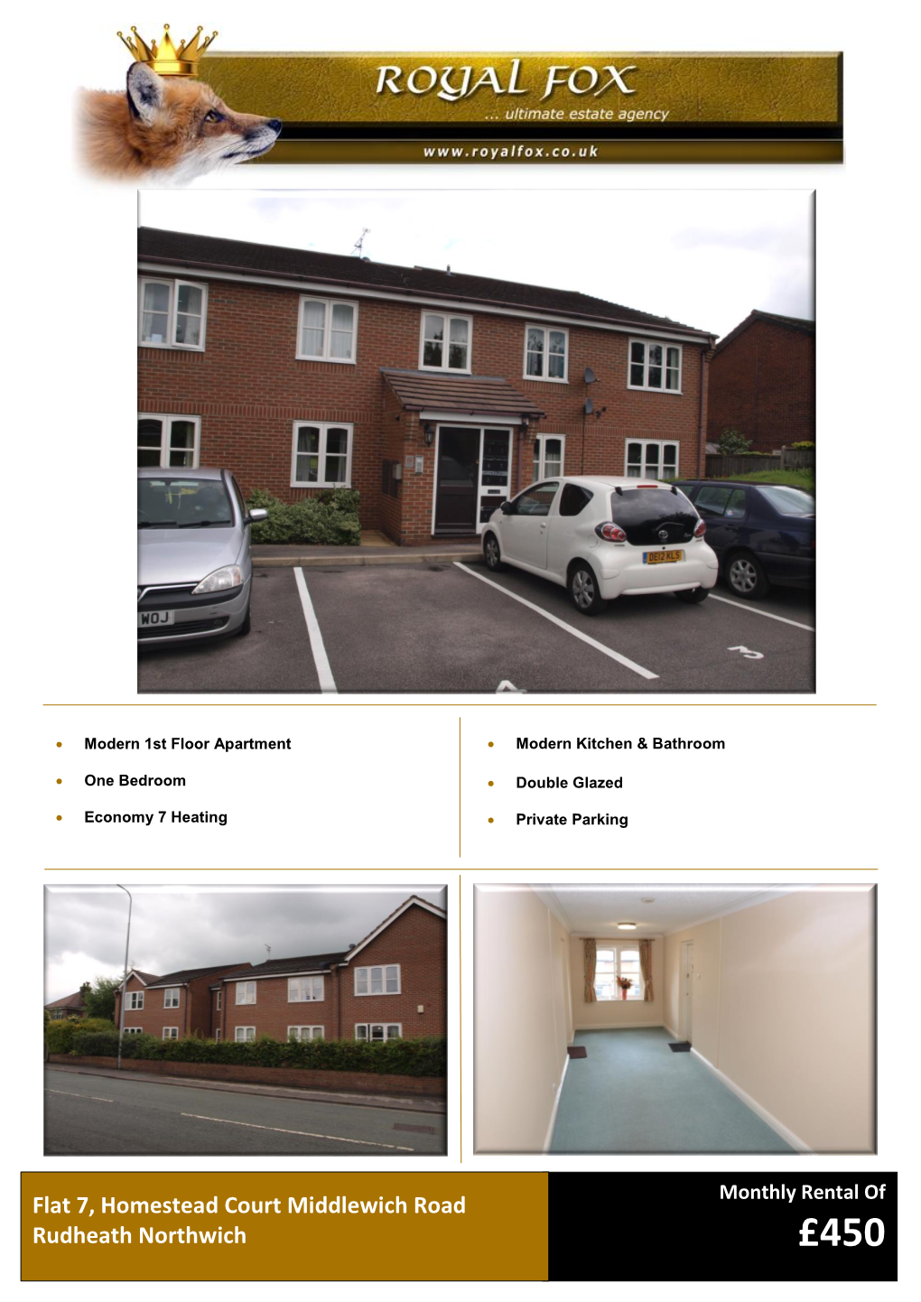 Flat 7, Homestead Court Middlewich Road Rudheath Northwich £450