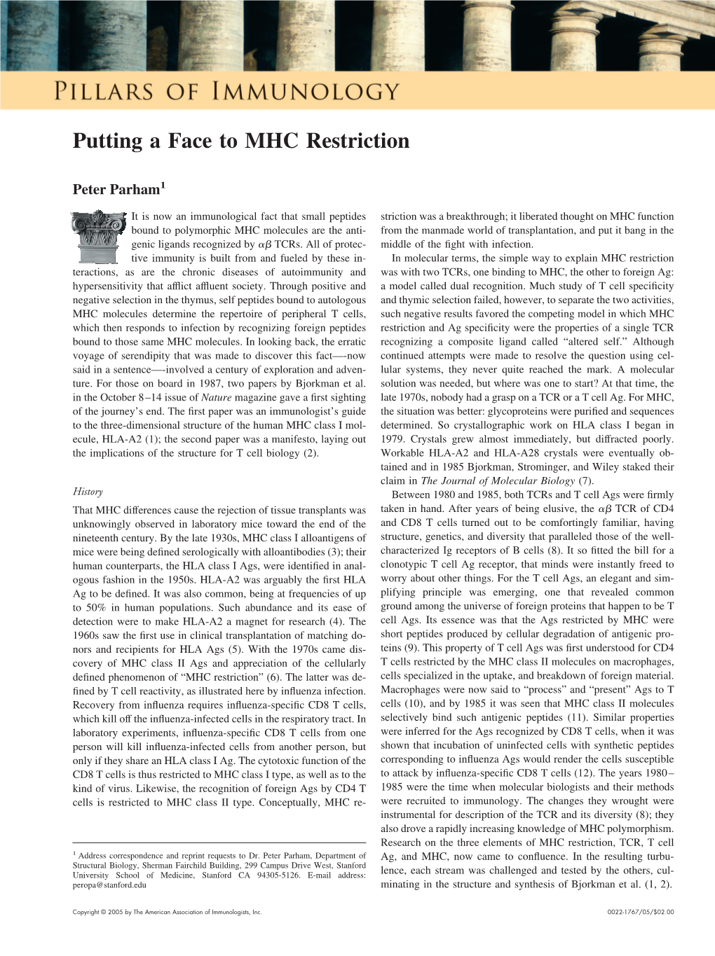 Putting a Face to MHC Restriction