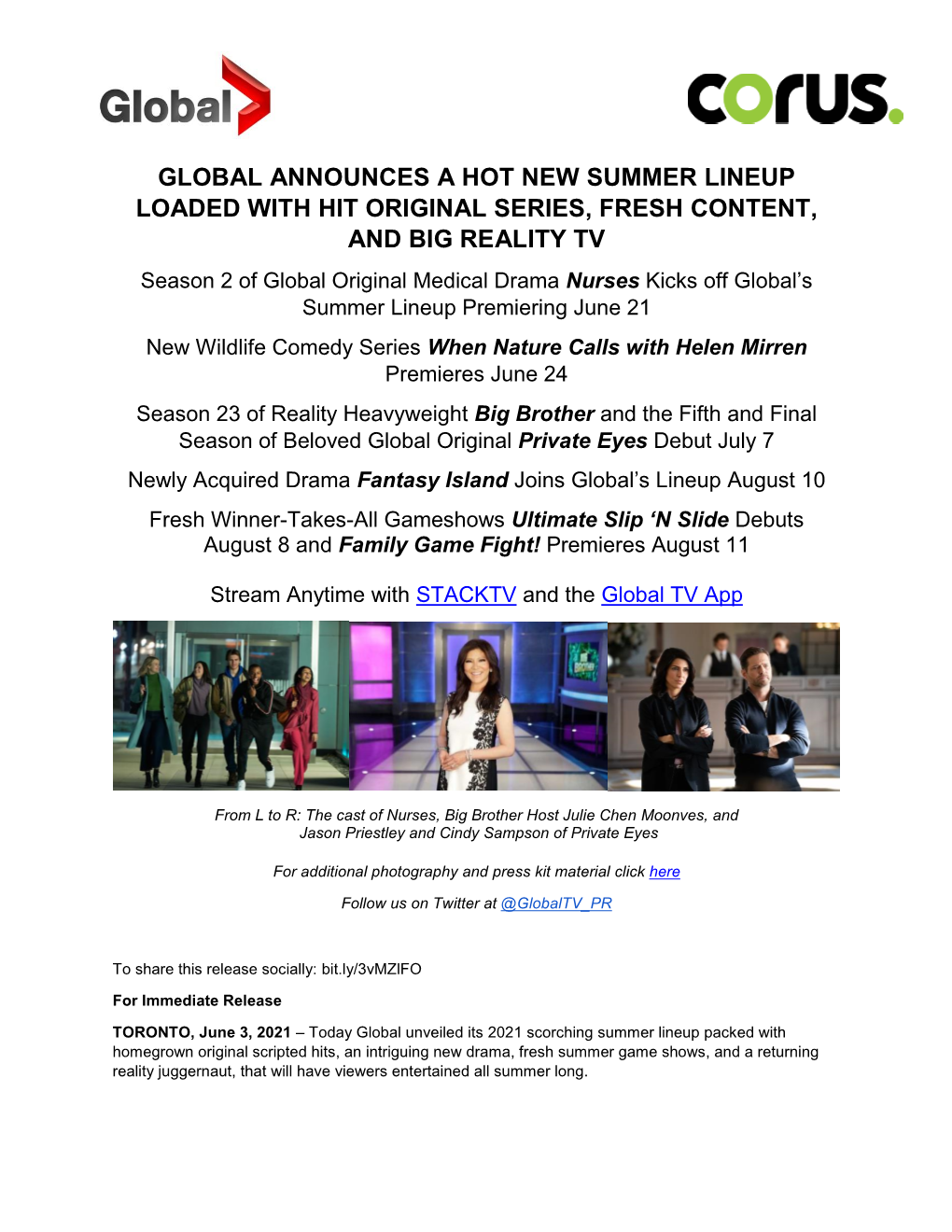 Global Announces a Hot New Summer Lineup Loaded With