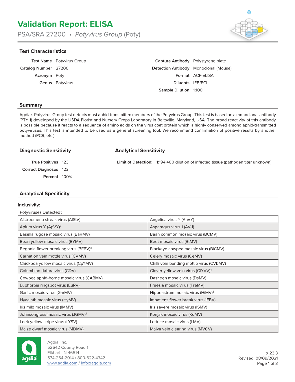 Validation Report: ELISA PSA/SRA 27200 • Potyvirus Group (Poty)