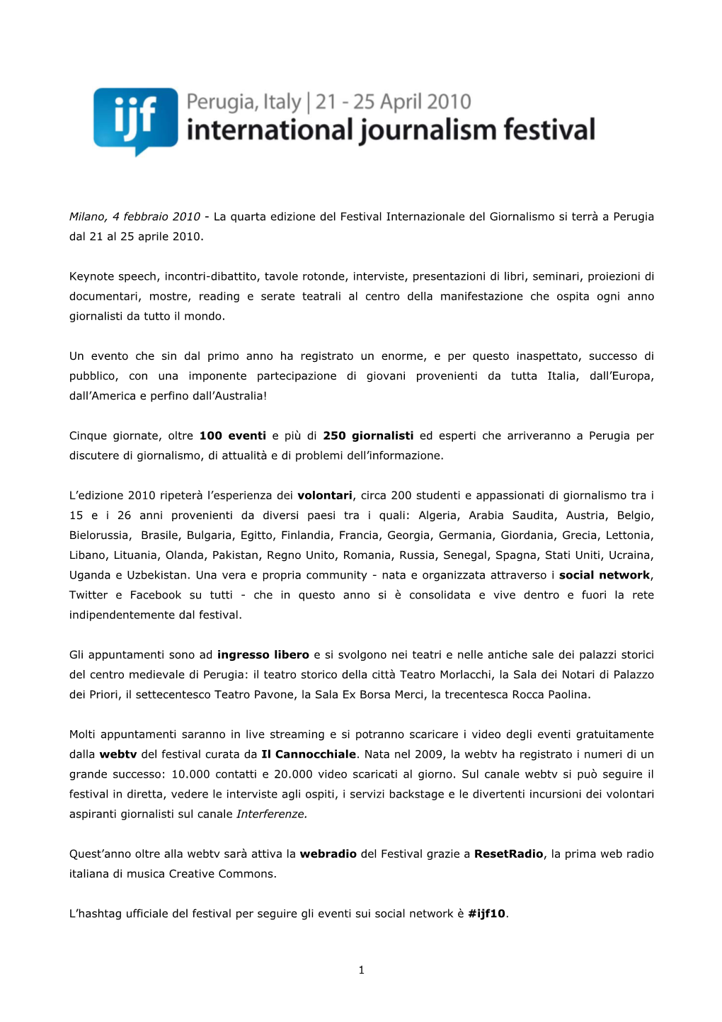 IV Edizione Del Festival Del Giornalismo