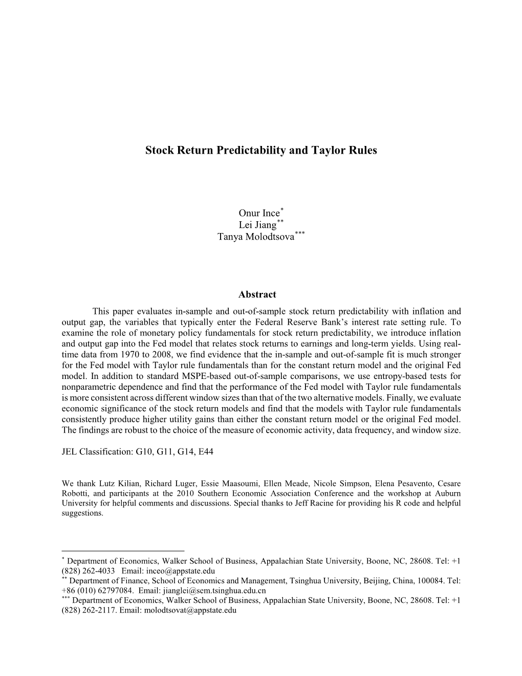 Stock Return Predictability and Taylor Rules