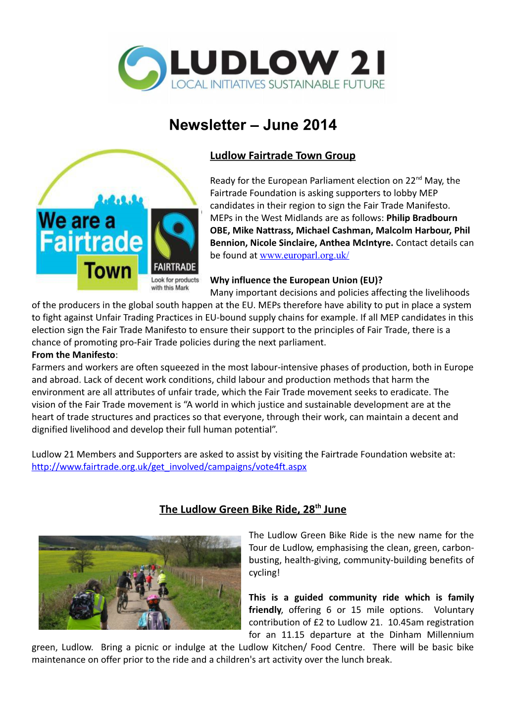 Newsletter – June 2014