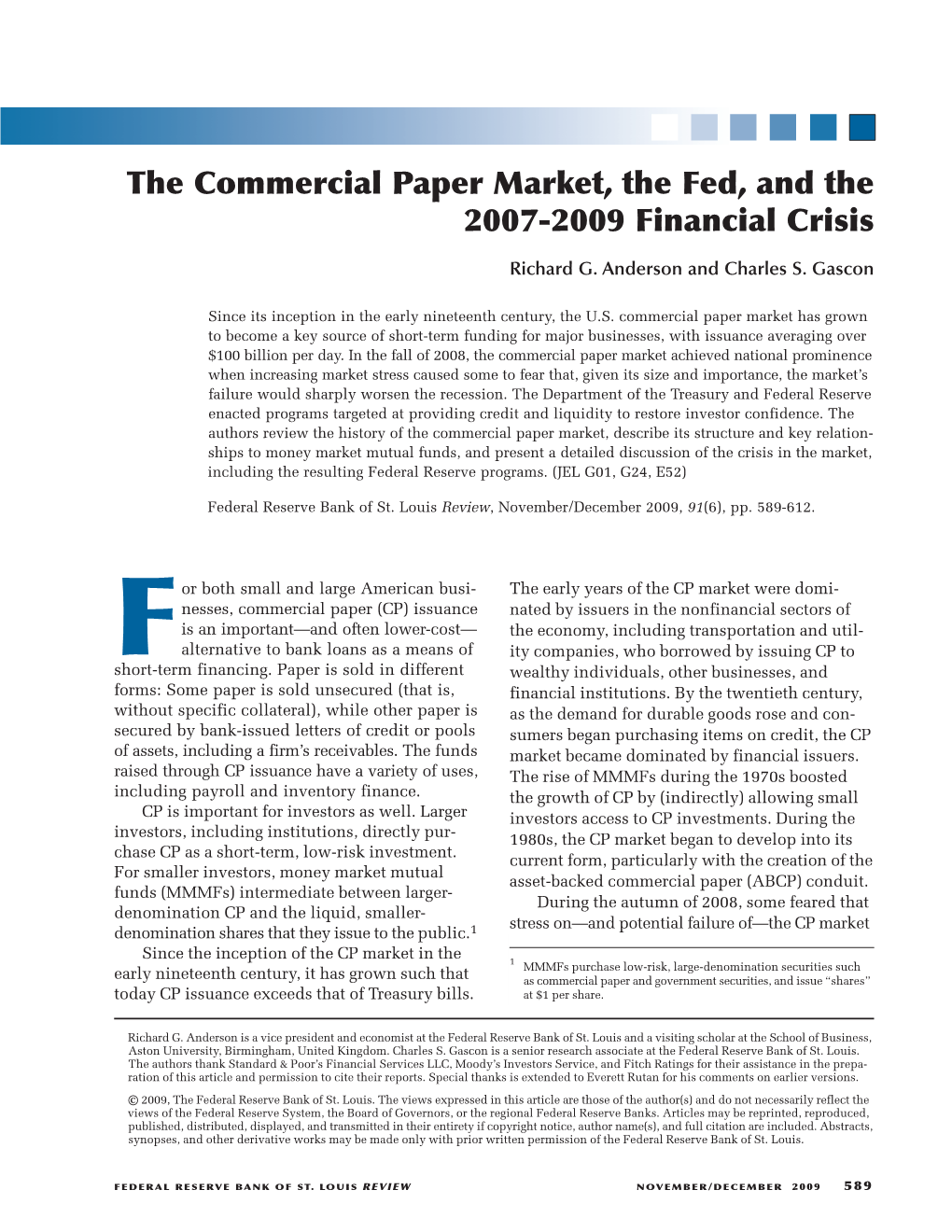 Commercial Paper Market, the Fed, and the 2007-2009 Financial Crisis