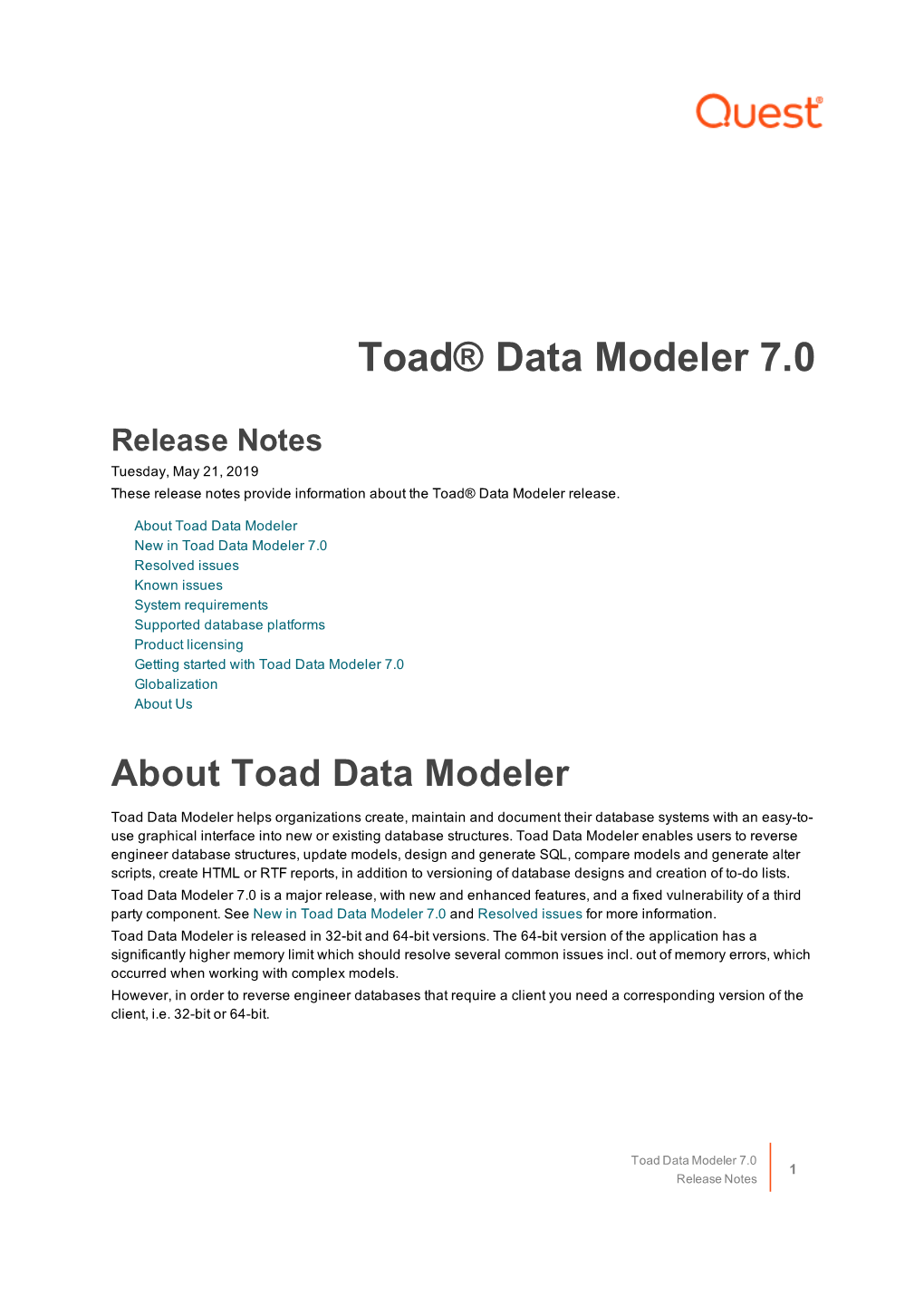 Toad® Data Modeler 7.0