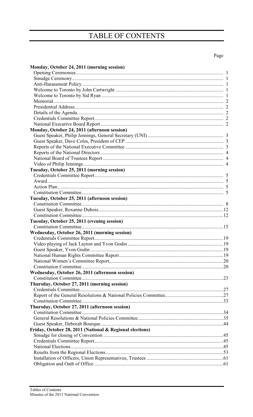 Table of Contents