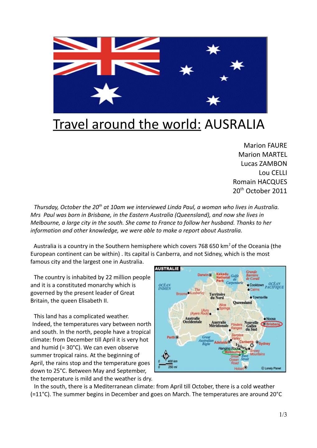 Travel Around the World: AUSRALIA