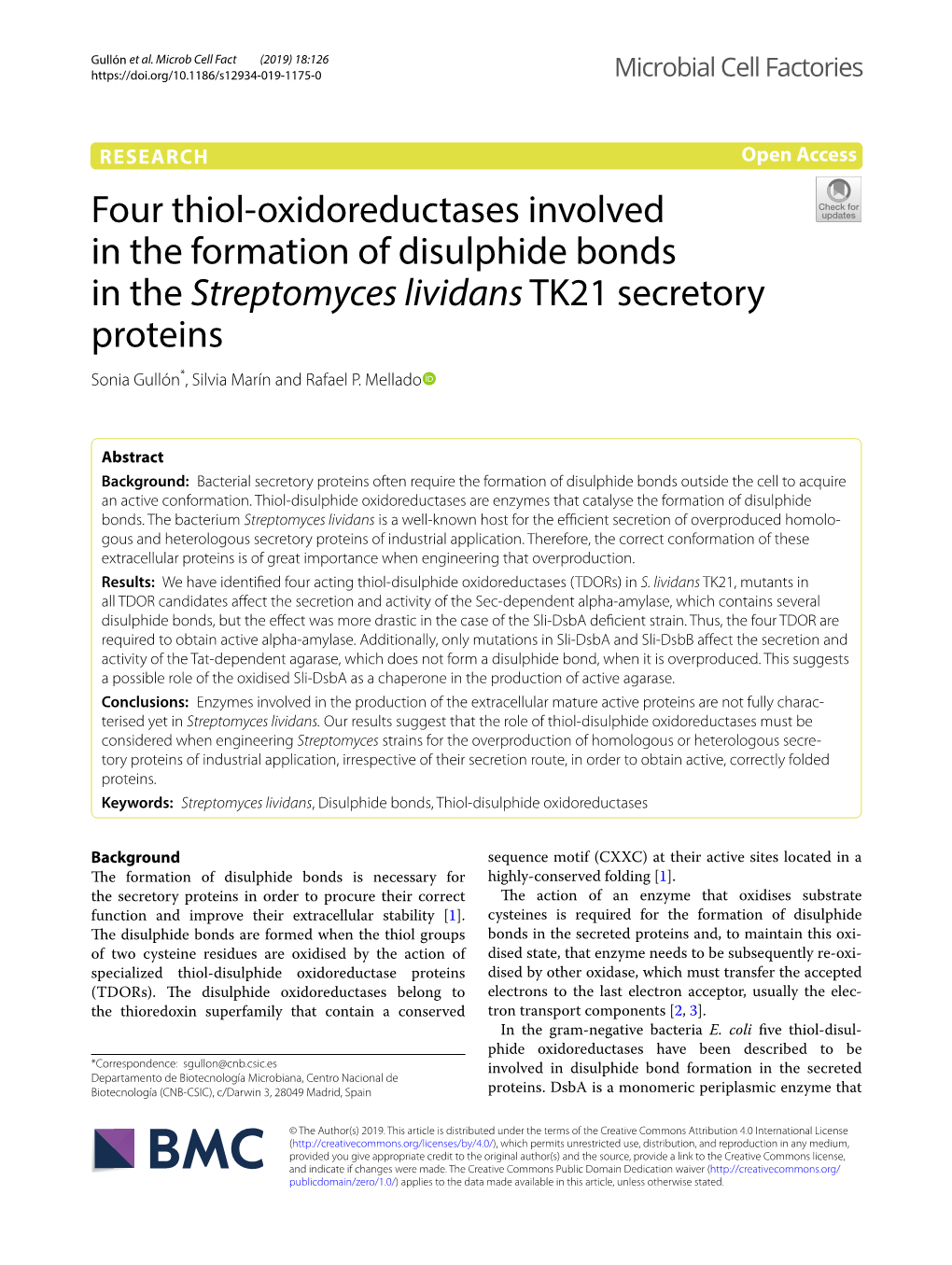 Four Thiol-Oxidoreductases Involved in the Formation of Disulphide Bonds