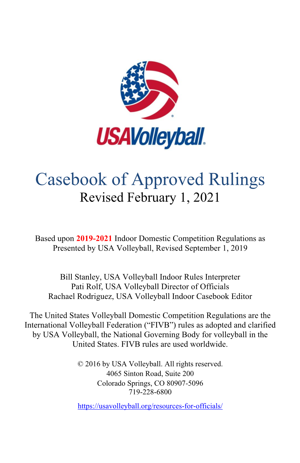 USA Volleyball Indoor Casebook – February 2021 (PDF)