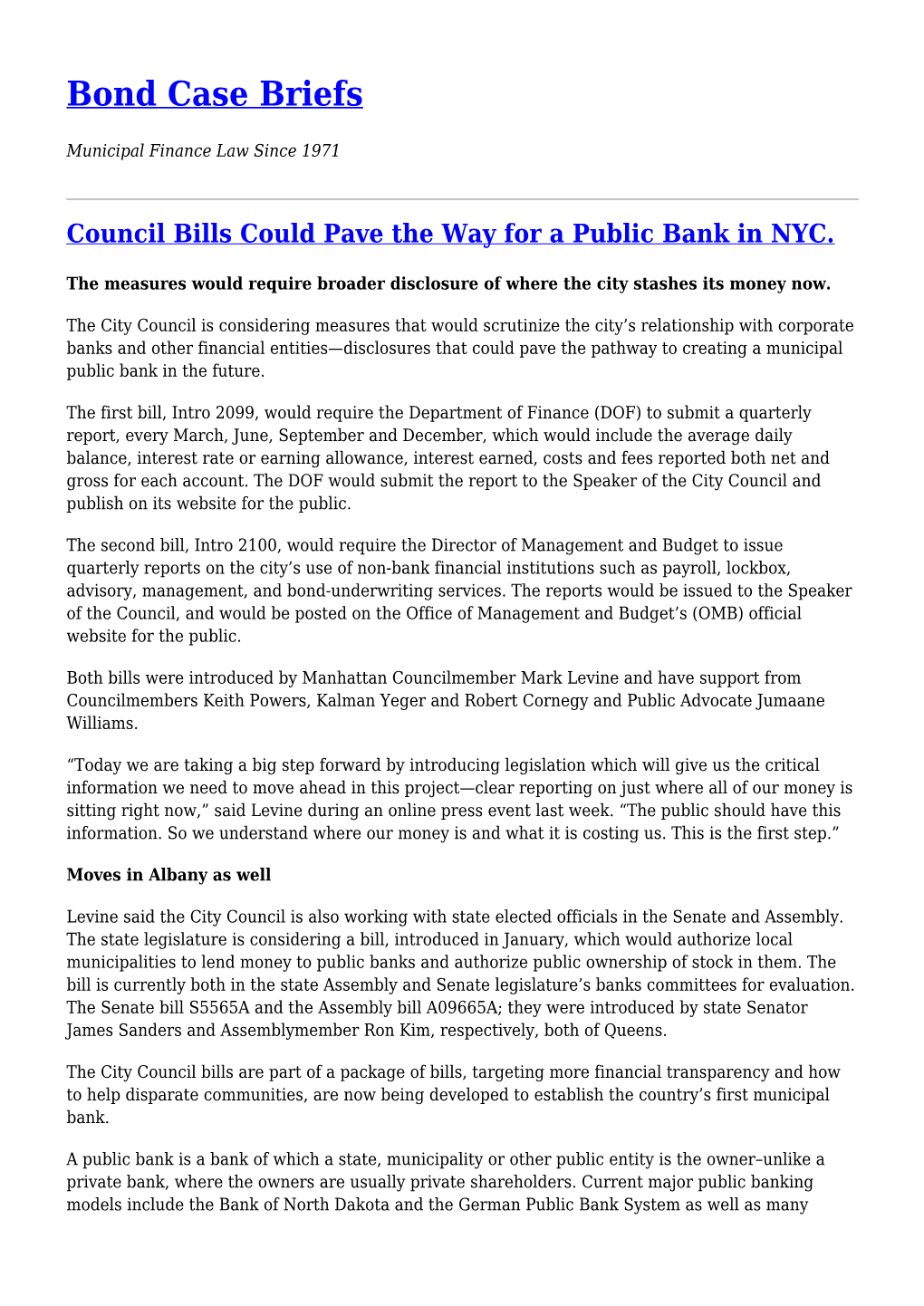 Council Bills Could Pave the Way for a Public Bank in NYC