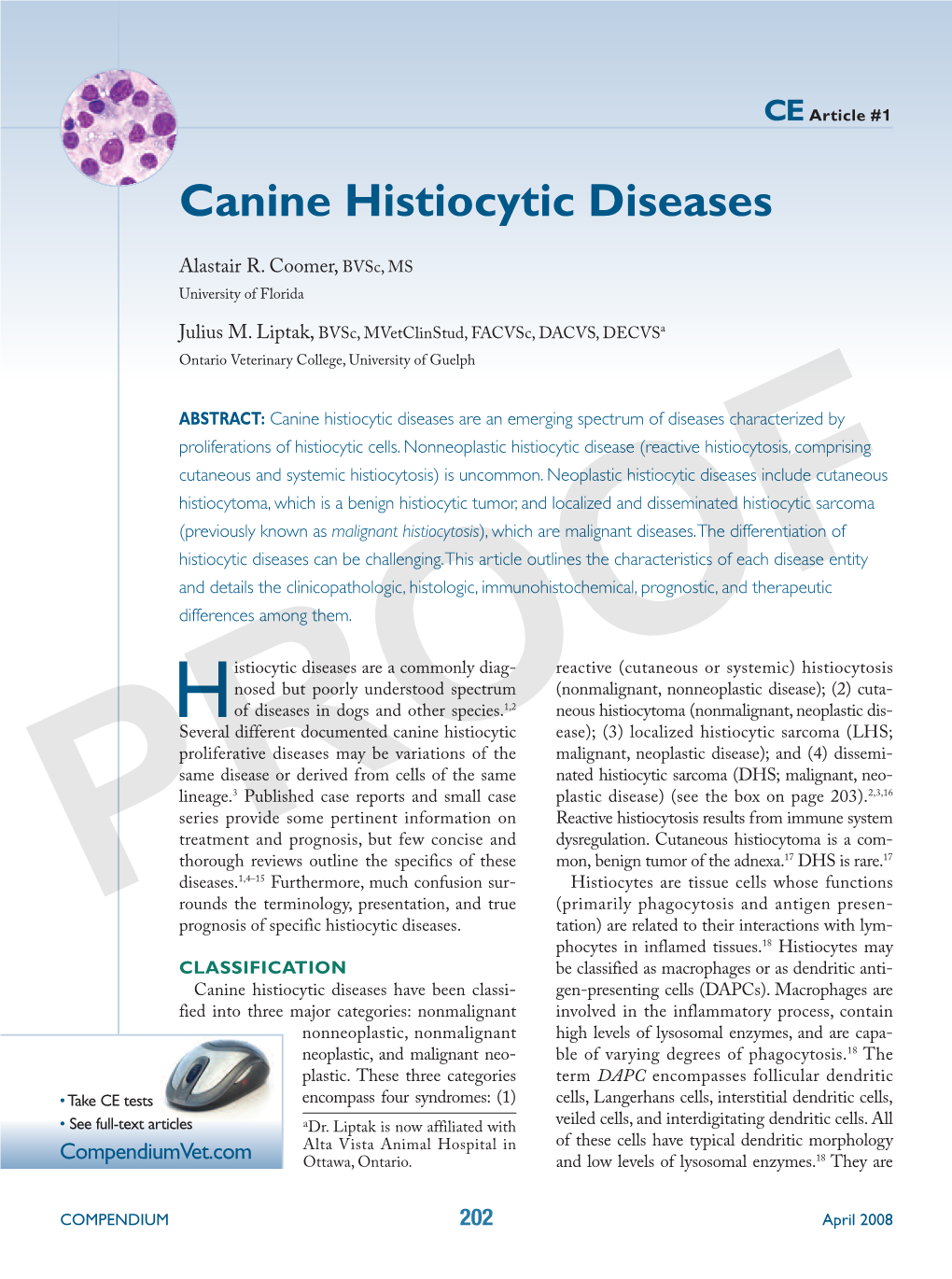 Canine Histiocytic Diseases