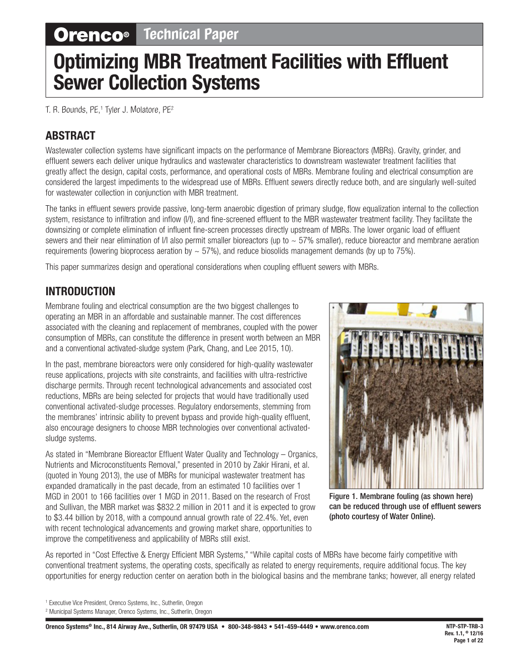 Optimizing MBR Treatment Facilities with Effluent Sewer Collection Systems