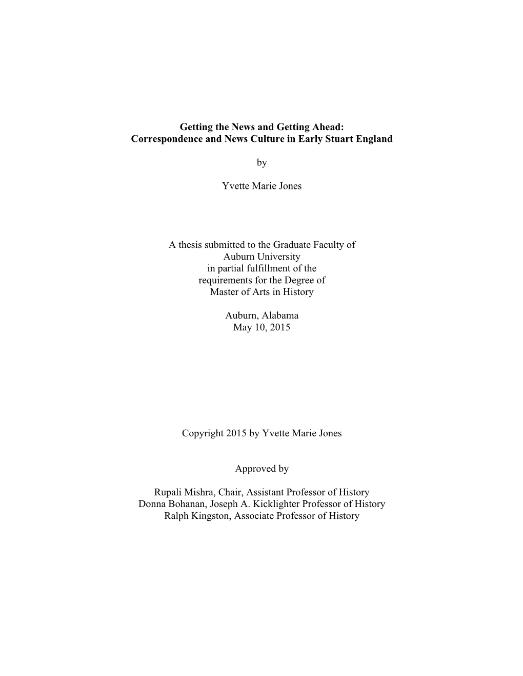 Getting the News and Getting Ahead: Correspondence and News Culture in Early Stuart England