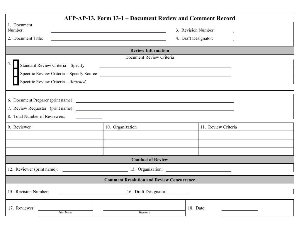 Document Review and Comment (DRC) Record Instructions