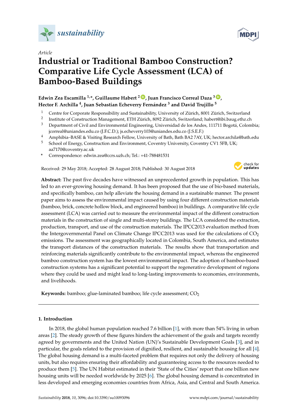 Industrial Or Traditional Bamboo Construction? Comparative Life Cycle Assessment (LCA) of Bamboo-Based Buildings