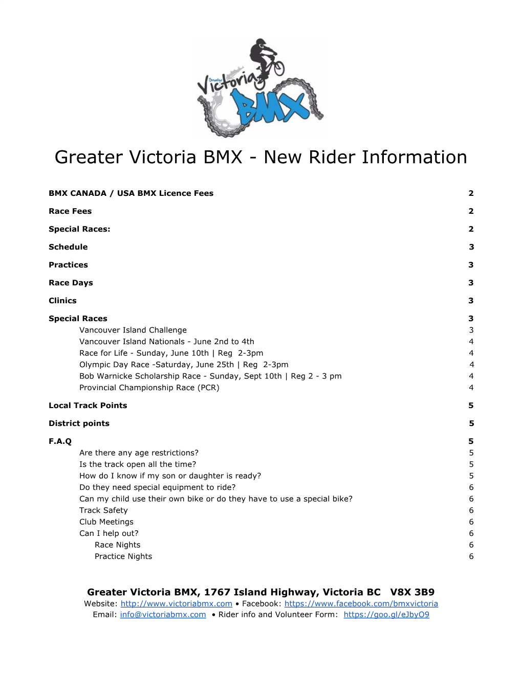 Greater Victoria BMX - New Rider Information