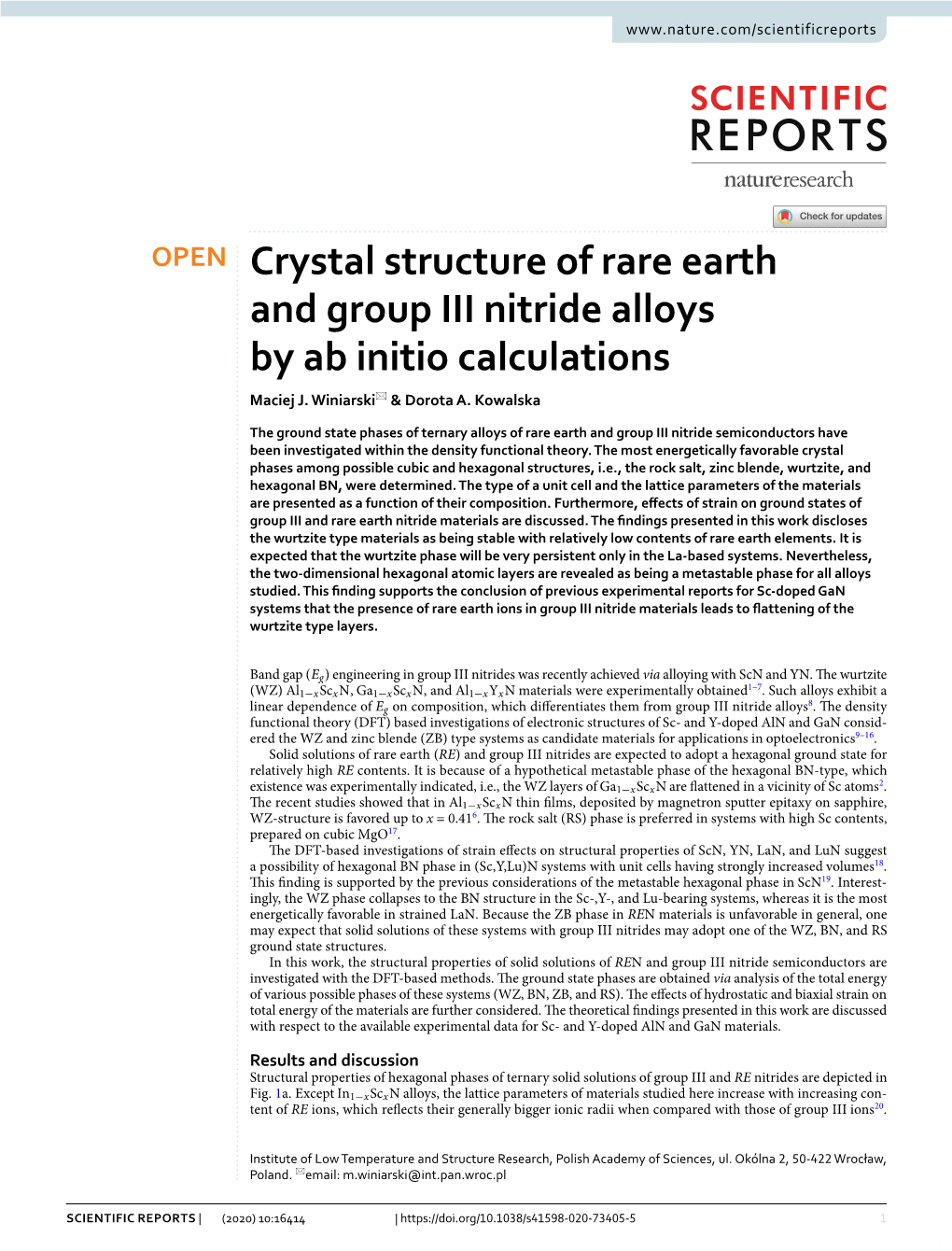 Crystal Structure of Rare Earth and Group III Nitride Alloys by Ab Initio Calculations Maciej J