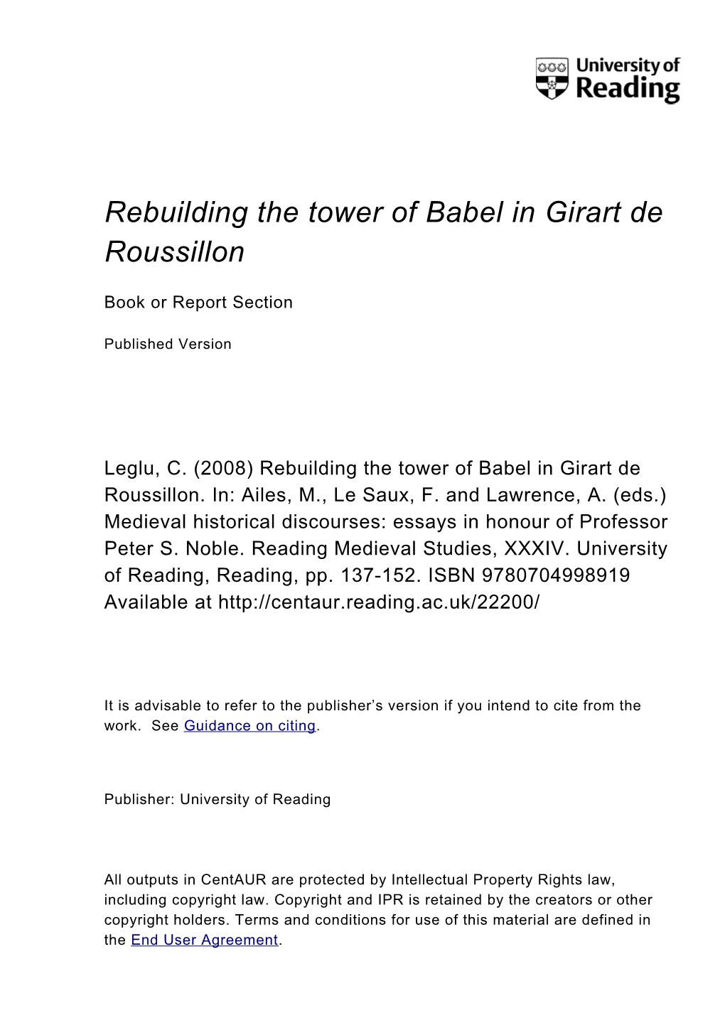 Rebuilding the Tower of Babel in Girart De Roussillon