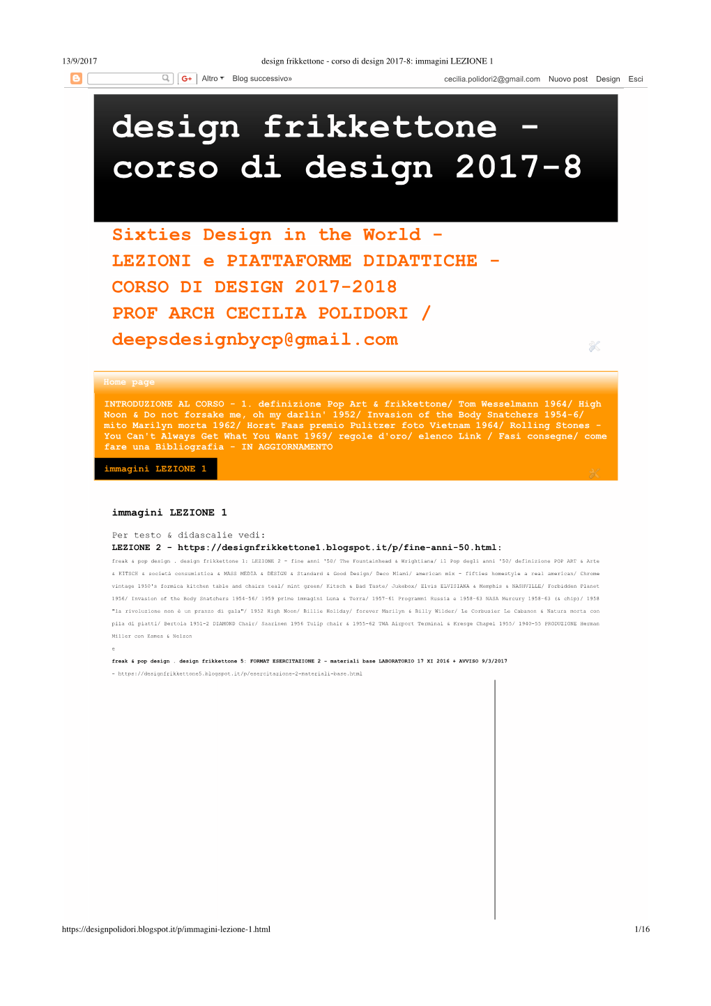 Design Frikkettone - Corso Di Design 2017-8: Immagini LEZIONE 1