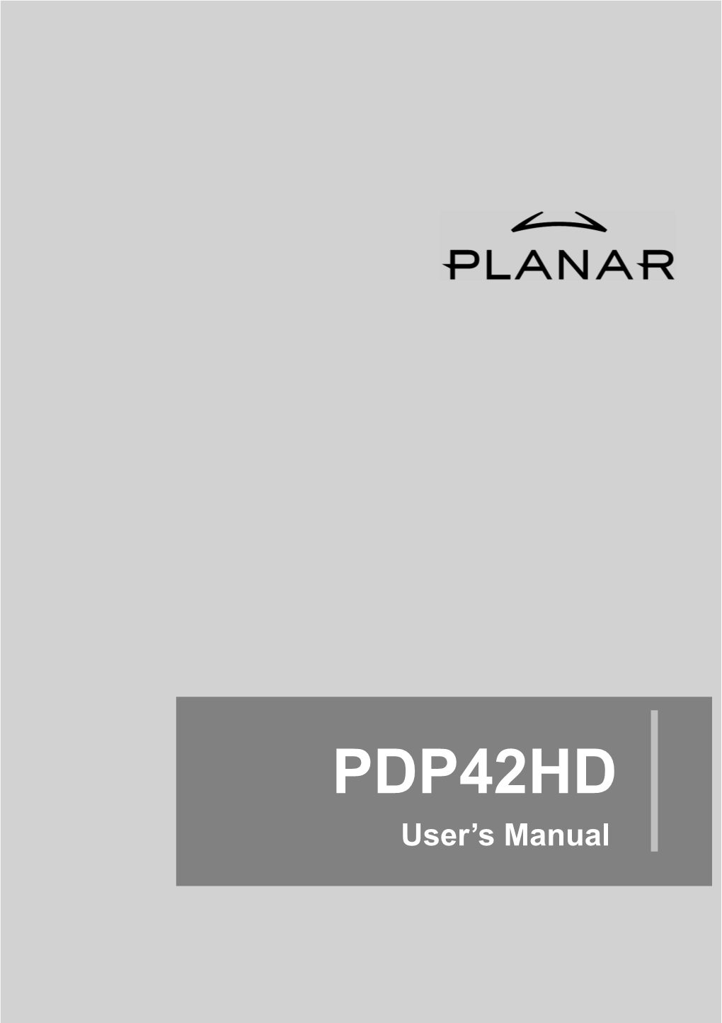PDP42HD Plasma Display User's Manual