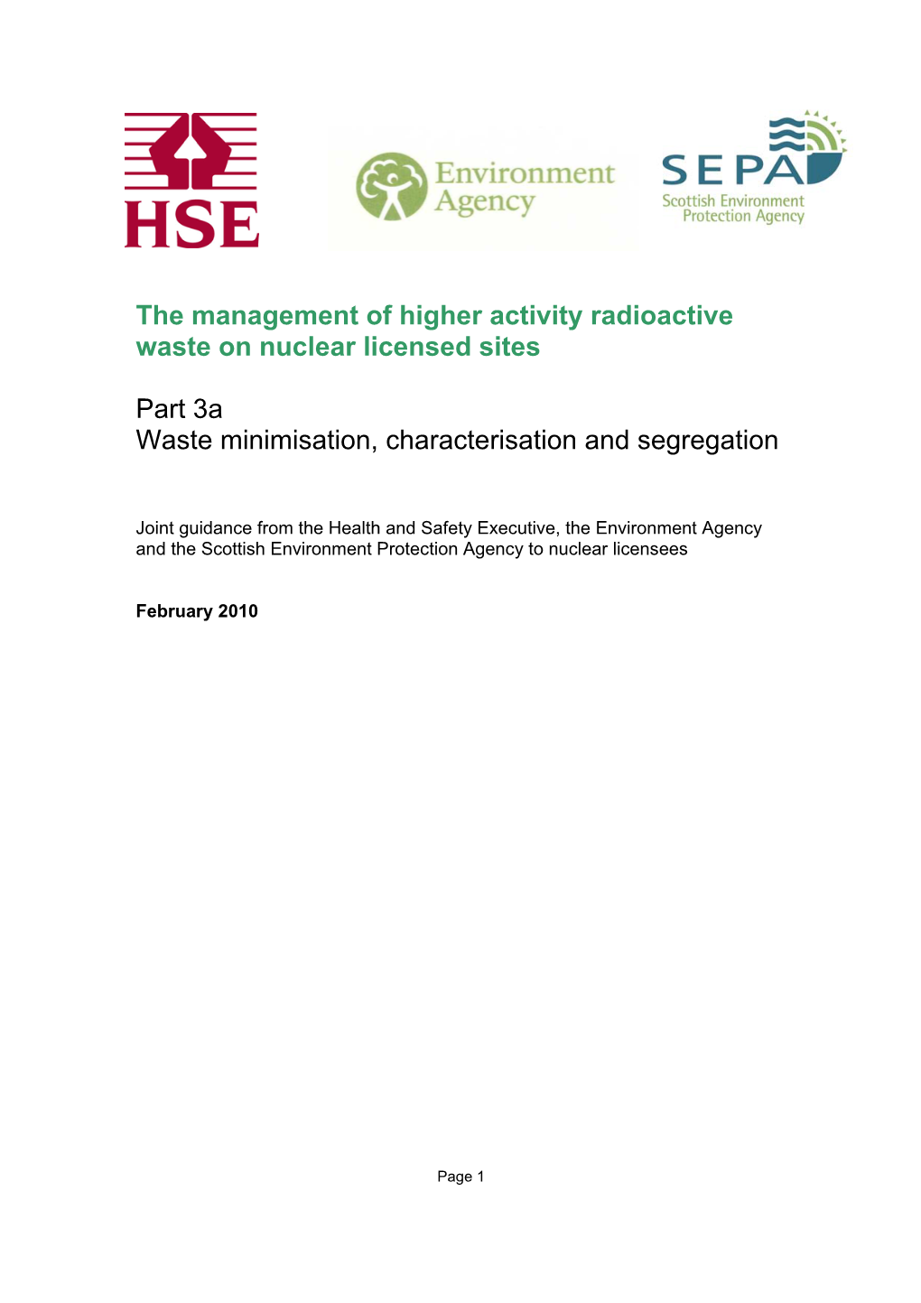 Part 3A Waste Minimisation, Characterisation and Segregation