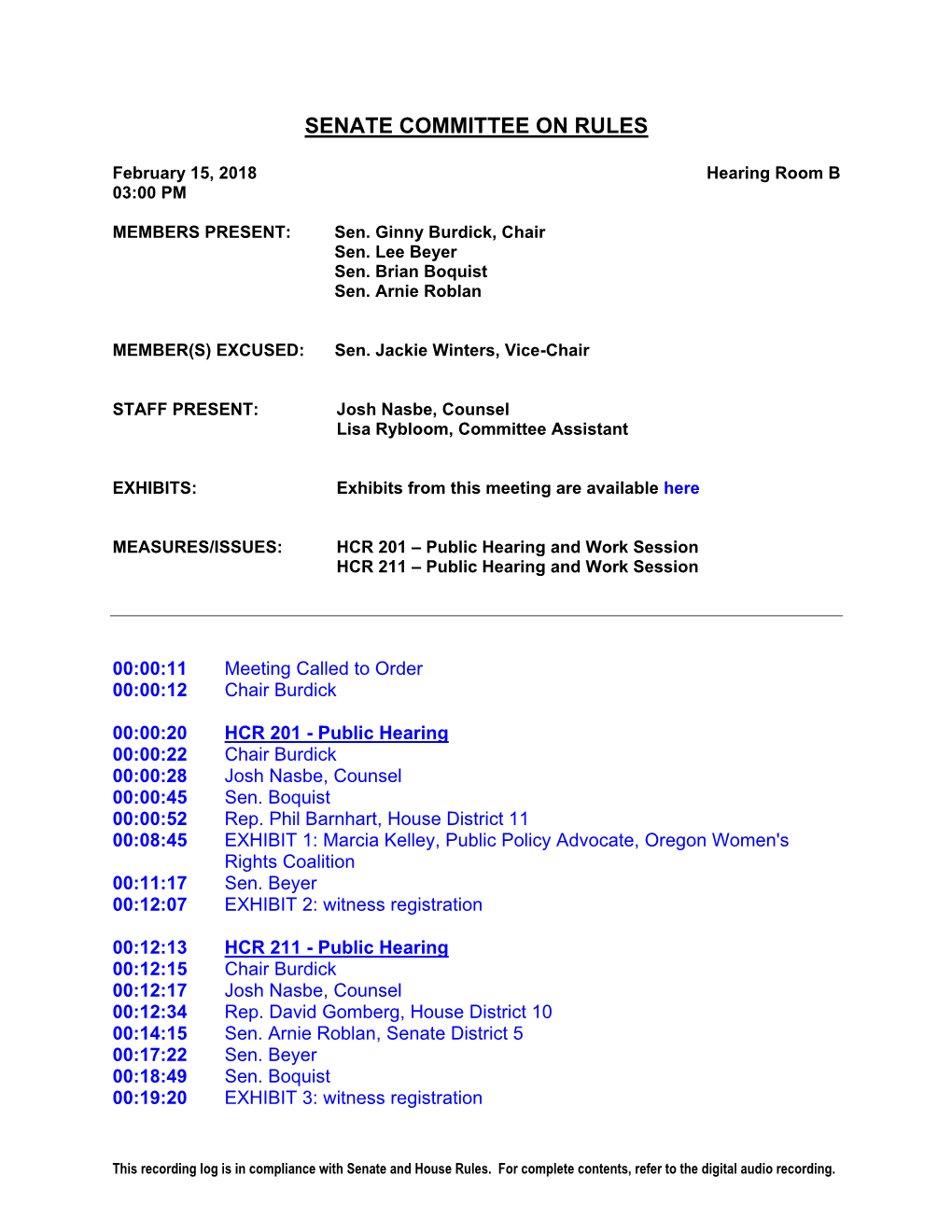 Senate Committee on Rules