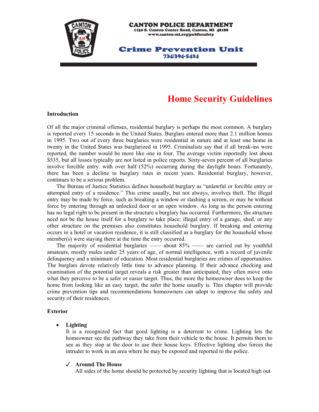 Home Security Guidelines