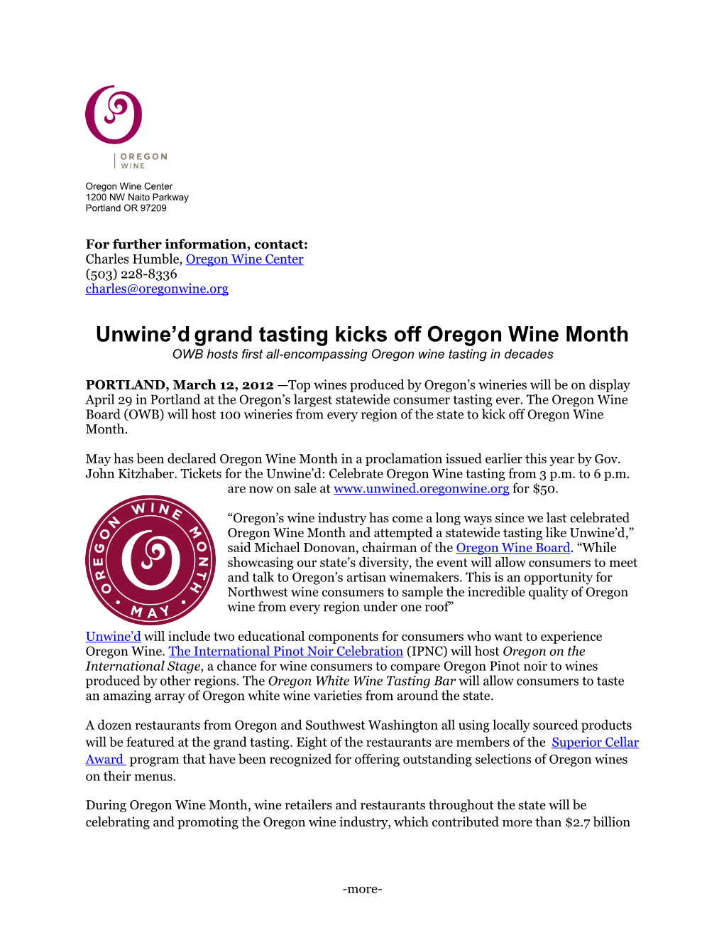 Unwine'd Is a Benefit for the Trust for Oregon Wine Education and Research
