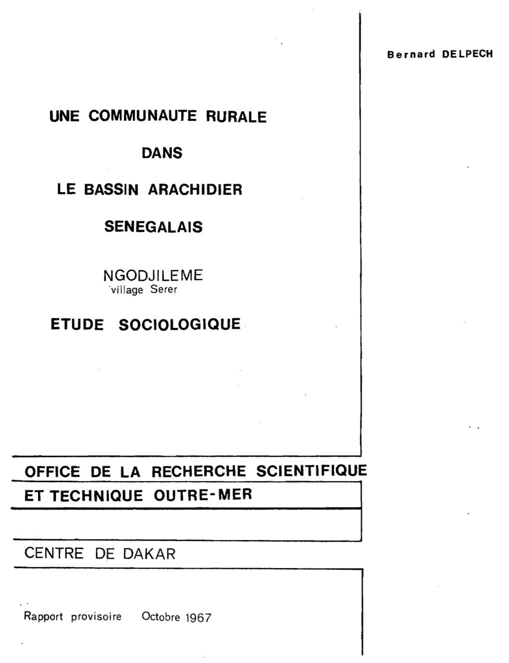 Ngodjilemé, Village Sérer : Étude Sociologique