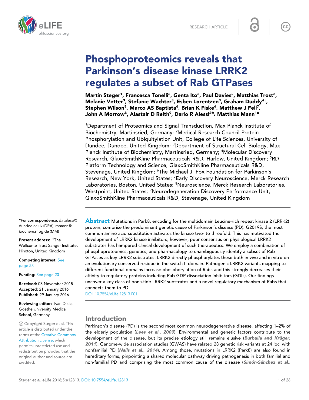 Phosphoproteomics Reveals That Parkinson's Disease Kinase