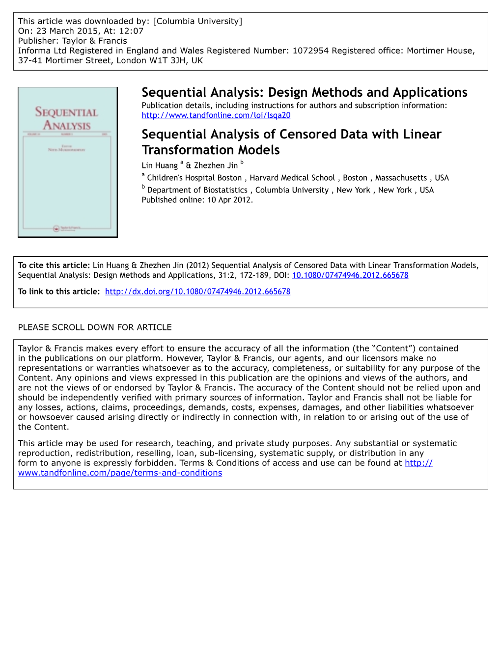 Sequential Analysis