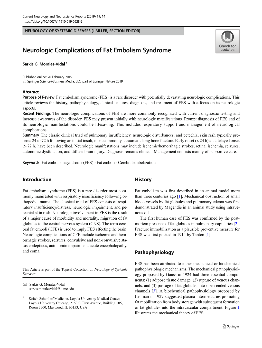 Neurologic Complications of Fat Embolism Syndrome