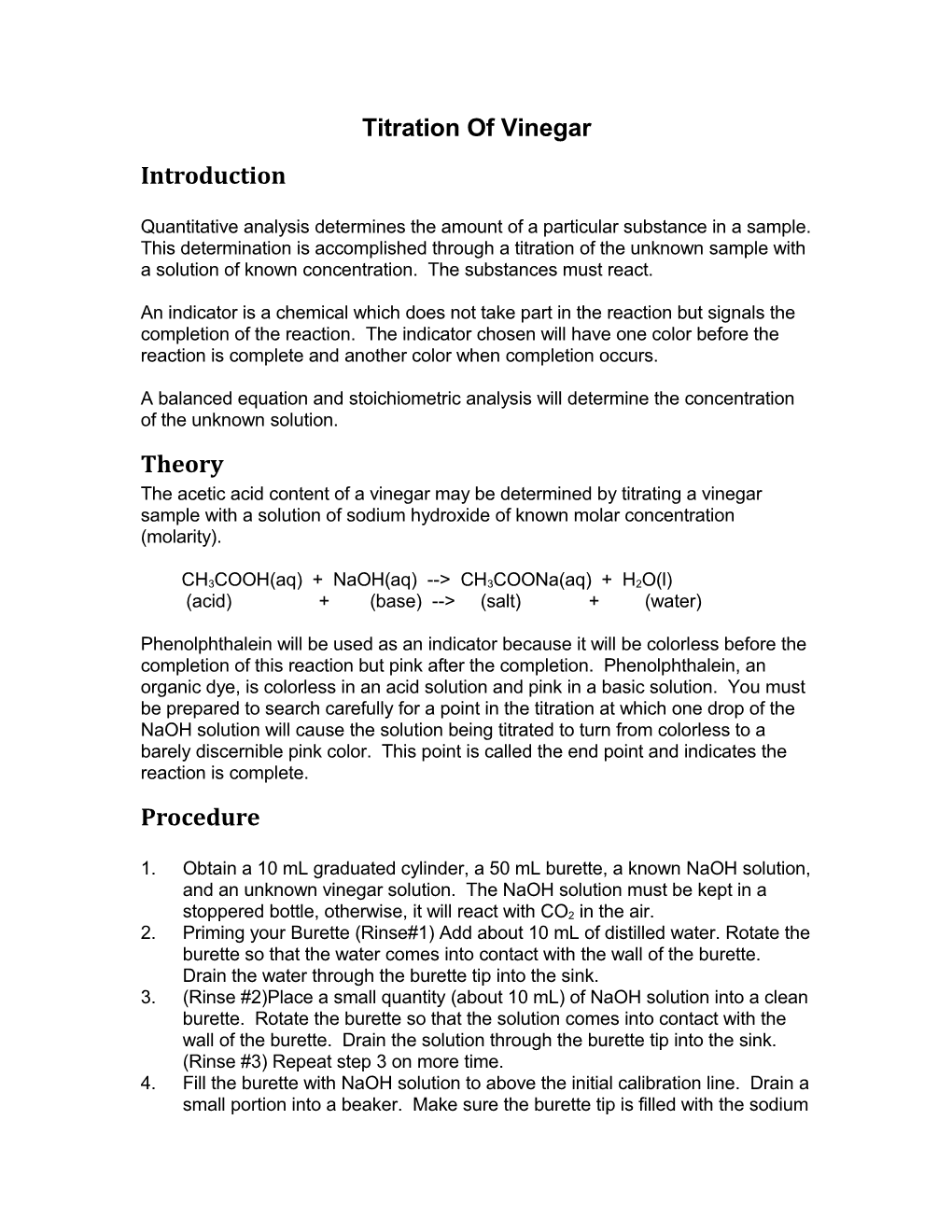 Titration of Vinegar s1