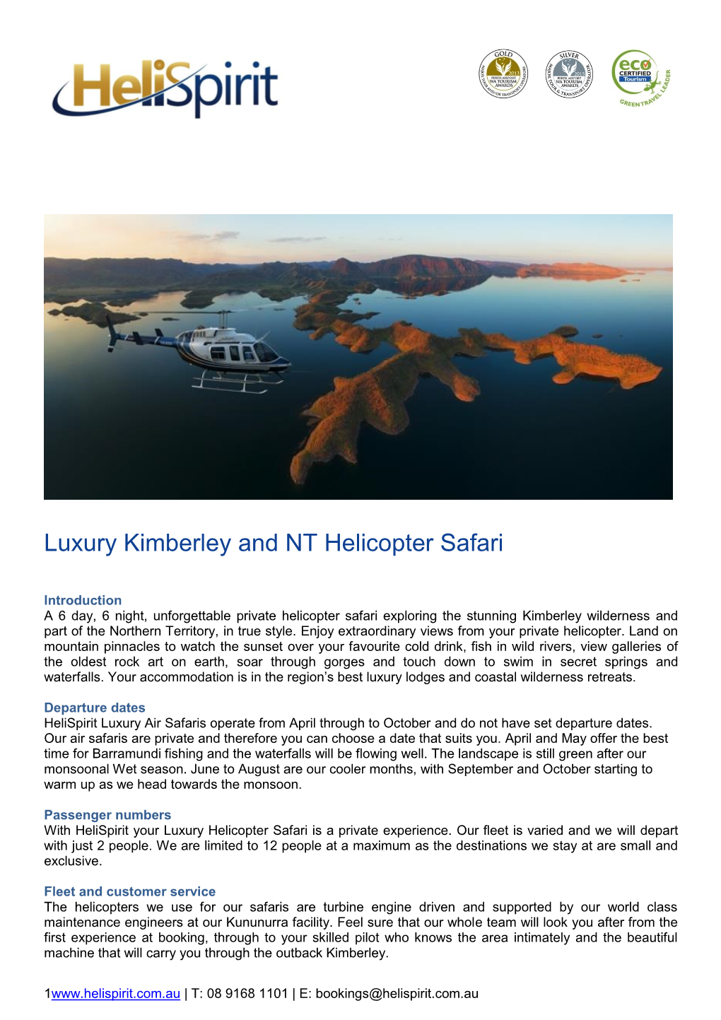 Luxury Kimberley and NT Helicopter Safari