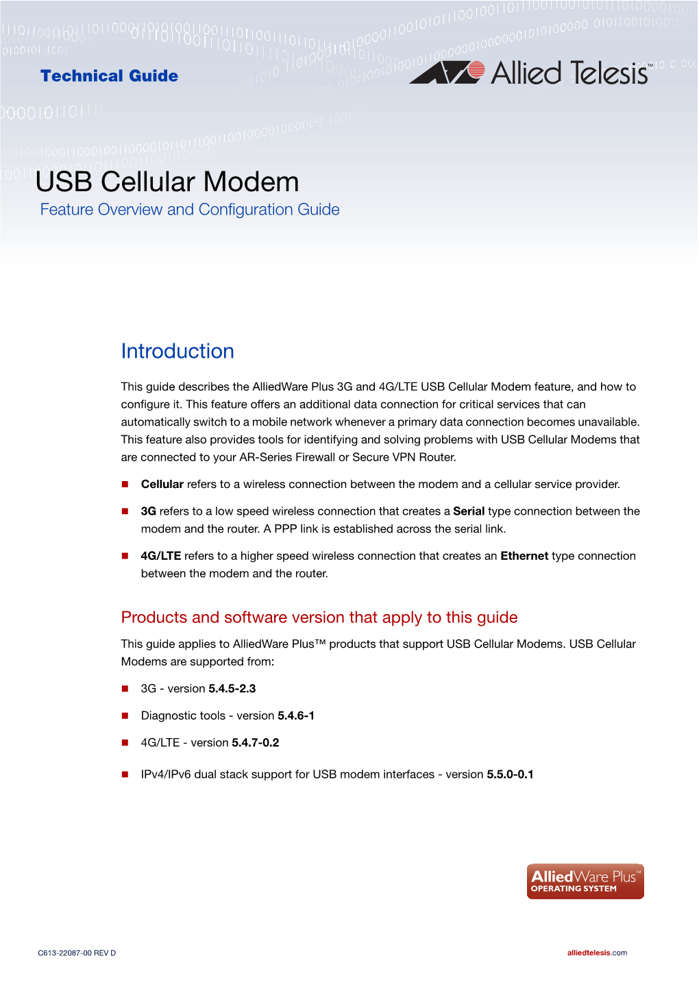 USB Cellular Modem Feature Overview and Configuration Guide