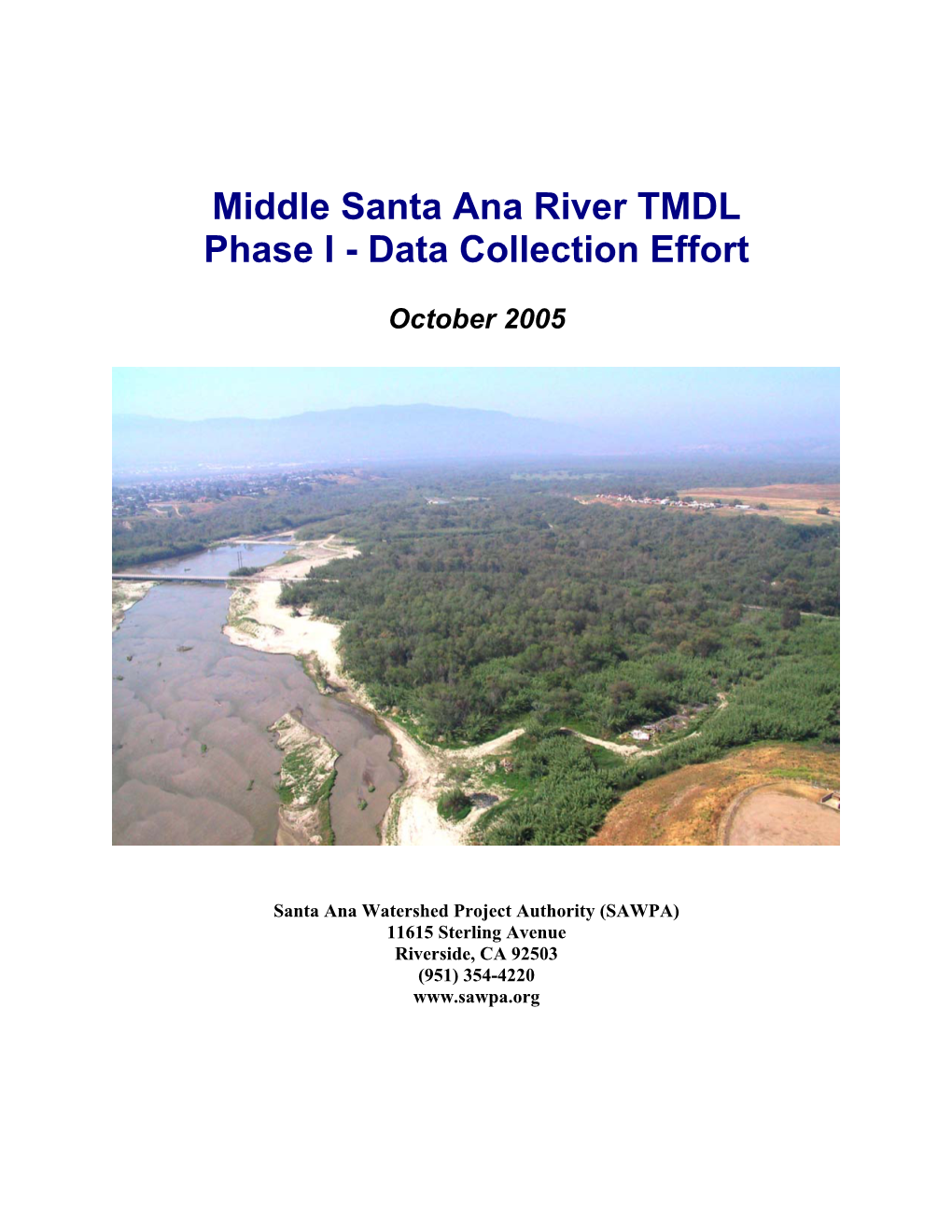 Middle Santa Ana River TMDL Phase I - Data Collection Effort